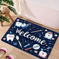 Dental Theme Pattern Door Mat Tooth Designs Smoke Technological Robotic Elements Dental Clinic Door Mat Dental Clinic Door Mat