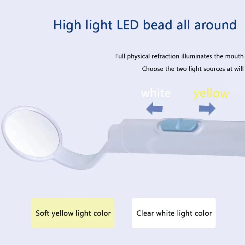 Dental LED Light Mouth Mirror Portable Reusable Dentist Oral Checking Fog Bright Tooth Care Hygiene Clean Instrument