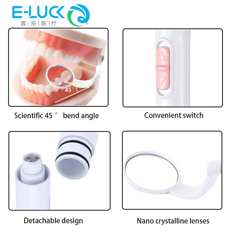 Dental LED Light Mouth Mirror Portable Reusable Dentist Oral Checking Fog Bright Tooth Care Hygiene Clean Instrument