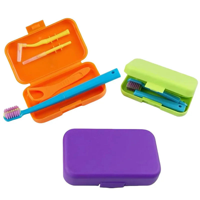 Dental Cleaning Care Kits Orthodontic Oral Care Brush Tongue Scraper Interdental Brush Travel Set Portable Clean Hygiene Case