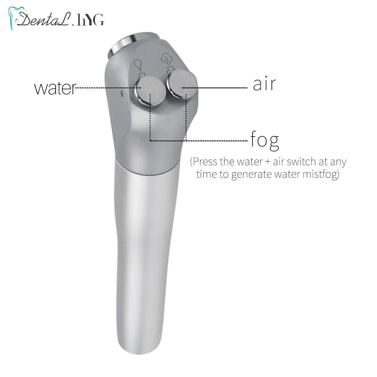 Dental Air Water Syringe 3 Way Syringe Handpiece Teeth Triplex Whitening Handpiece with 2 Nozzles Tips