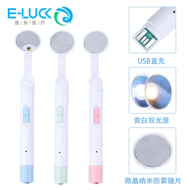 Dental LED Light Mouth Mirror Portable Reusable Dentist Oral Checking Fog Bright Tooth Care Hygiene Clean Instrument