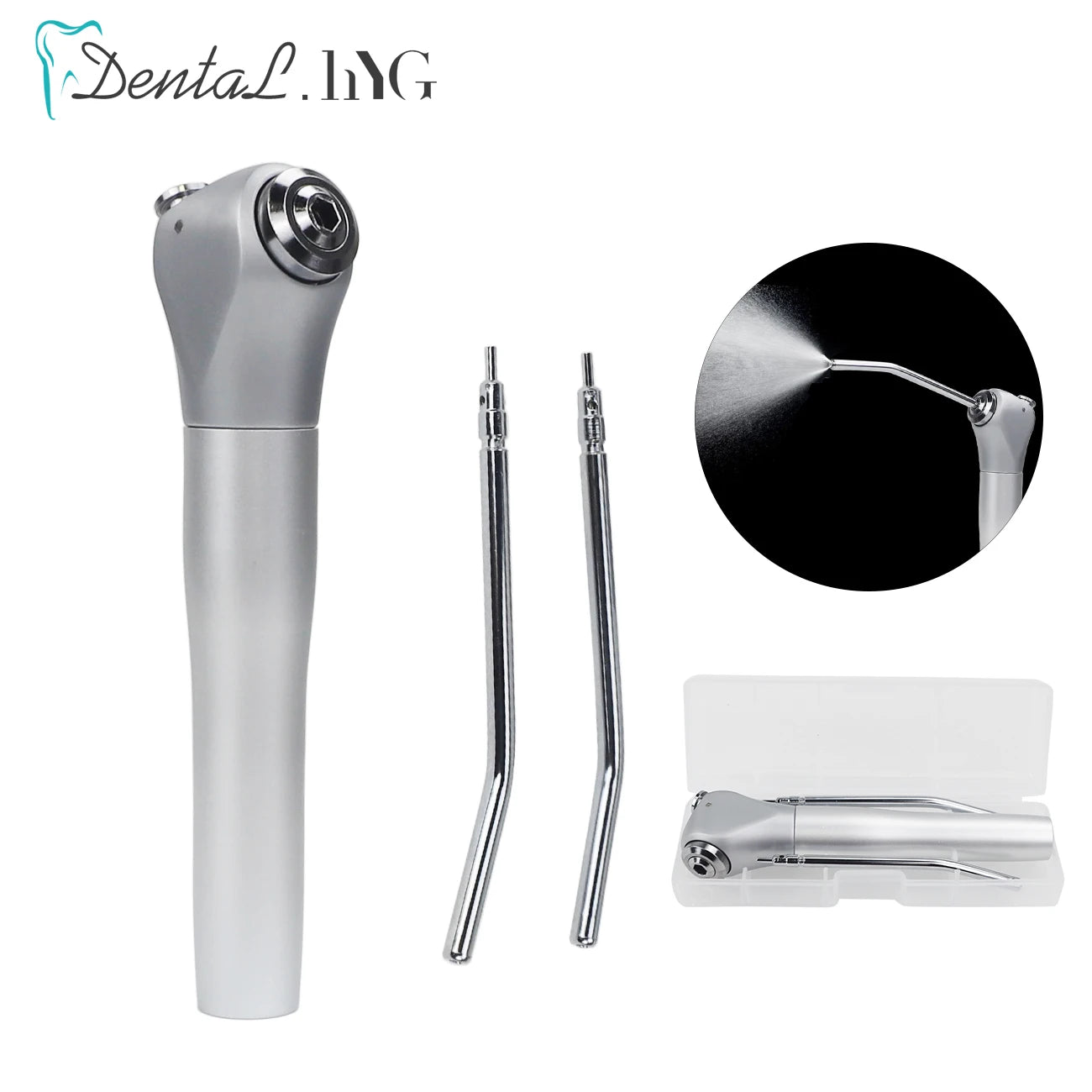 Dental Air Water Syringe 3 Way Syringe Handpiece Teeth Triplex Whitening Handpiece with 2 Nozzles Tips
